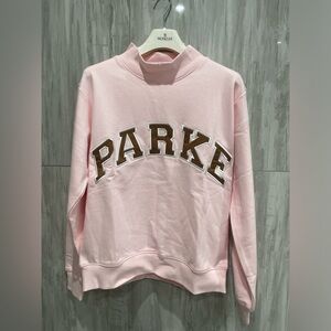 PARKE Soft Pink Ribbed-Collar Sweatshirt